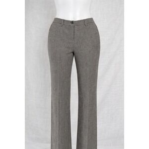 Chaps Womens 12 Black Ivory Houndstooth 100% Wool‎ Pants Academia Office Preppy